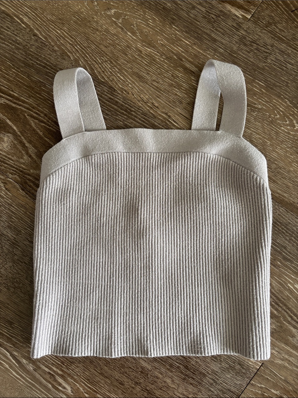 Abercrombie & Fitch Ribbed Square-Strap Crop Top in Gray